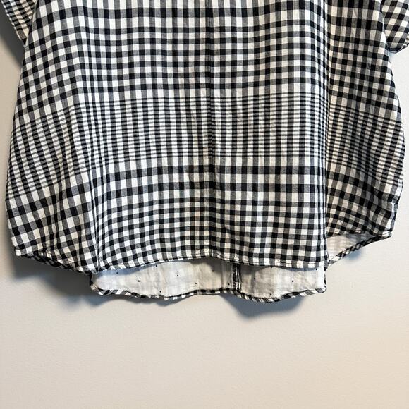 Madewell Hayden Double-Faced Popover Top in Breeney Plaid Size XL Black White - Picture 7 of 14